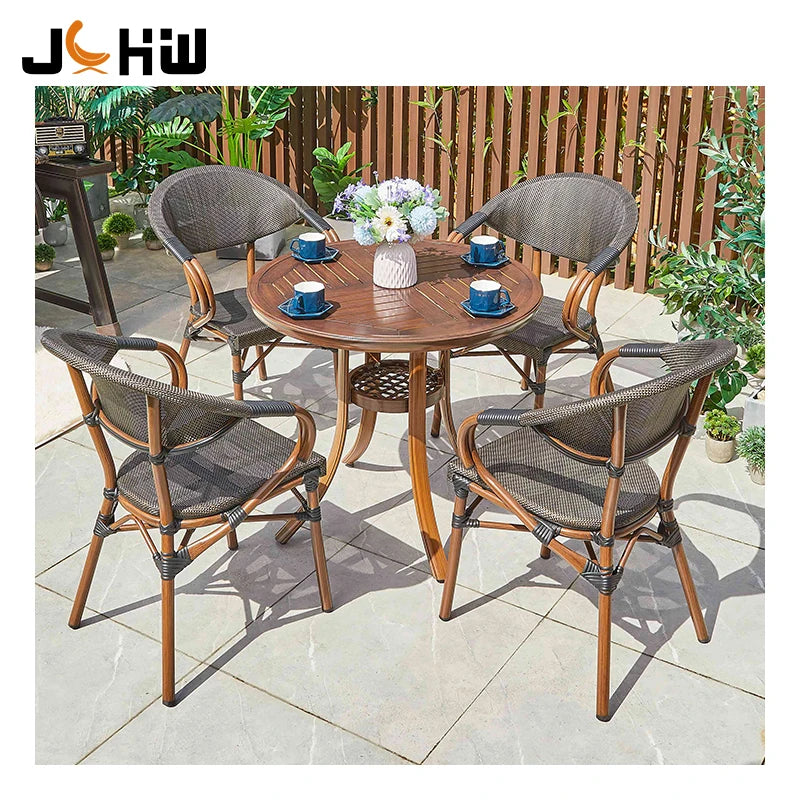 Factory Price Aluminum Bistro Table and Chair Set for Outdoor for Hotels Restaurants Coffee Shops or Patio Gardens