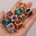 Charms DIY Jewelry Accessories Natural Semi-precious Square Crystal Necklace Pendant for Earrings