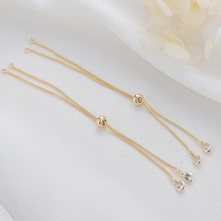 Fashion Style 14K Gold Plated Inlaid Zircon Extension Chain for Bracelet