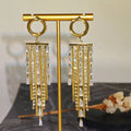 Ilona Women's Trendy 18K Gold Plated Copper Water Zircon Long Earrings with Tassels Pendant Stud Classic Style Jewelry
