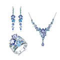 C7745 Abiding Fine Jewelry High End Luxury Cluster Blue Topaz Mystic Quartz Gemstone 925 Silver Jewelry Set for Dinner Party