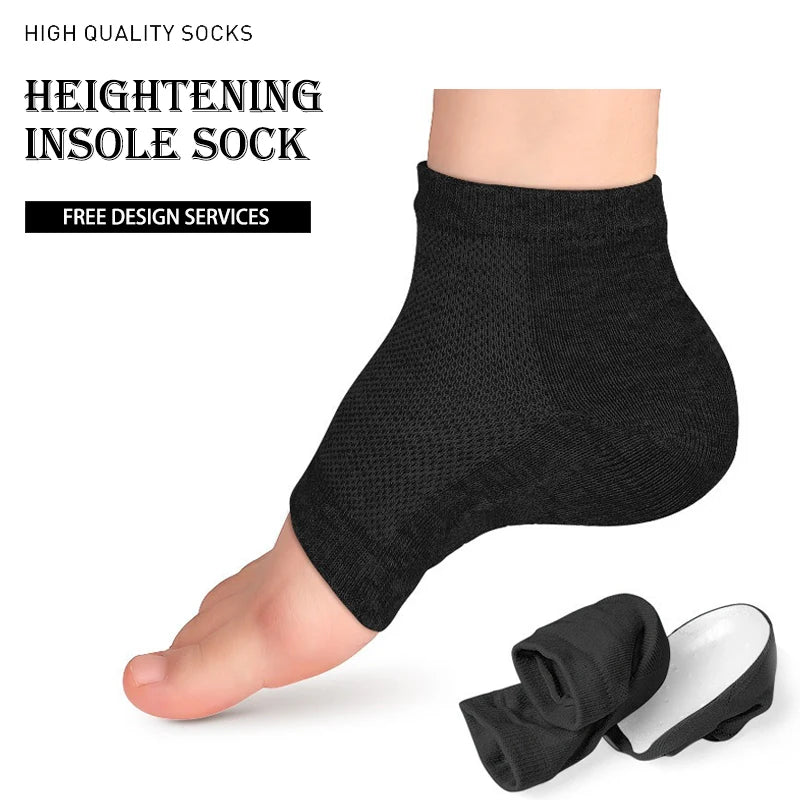 Women Men Heightening Wedge Insole Sock Invisible Silicone Height Increase Socks Heel Pad Insert for Plantar