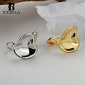 ICEBELA Jewelry Korean Textured Irregular Leaf-shape Ring 18K Gold Plated Irregular Leaf Wide Open 925 Silver Ring