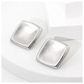 Powell SquareShape New Arrival Trendy 18K Stainless Steel Stud Earrings Non-Tarnish PVD Czech Stones Plastic Imitation Pearls