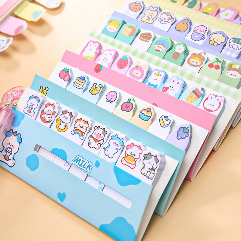 Cartoon Animals Standing in Line Index Stickers Creative Lovely Stationery Note Book Student High Appearance Sticky Notes 1624