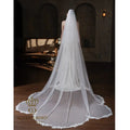 QUEENS GOWN New Style Petal Shaped Lace Bridal Veil Two-Layer Long Train Embroidered Lace Edge Wedding Veil