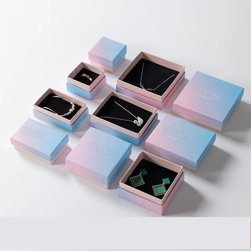 Best Quality Colorful Paper Jewelry Box Custom Logo Necklace & Ring Packaging Box