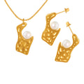 Fashion Design Glass Colored Bead Personalized Stainless Steel Necklace Earrings Set Jewelry