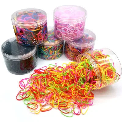 High End Bird Bag Package Wholesale Custom 400pcs One Box Disposable Coloured Rubber Band for Children Kids Hair Accessories