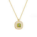 Modern Design Peridot Zirconia Pendant Necklace Jewelry 925 Silver Jewelry 14k Gold Plated CZ Necklaces for Women
