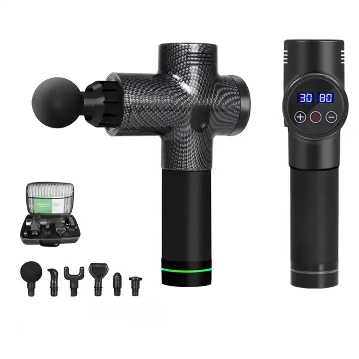 Portable Professional Body Massager Touchscreen Display 4 Attachments Muscle Massage Gun