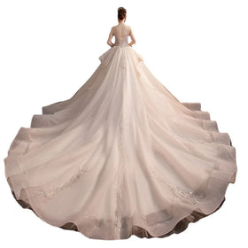 S0233T Best-Selling Elegant Bohemian Style Fairy Princess Puff Sleeve Floor-Length Lace for Spring Wedding Dress
