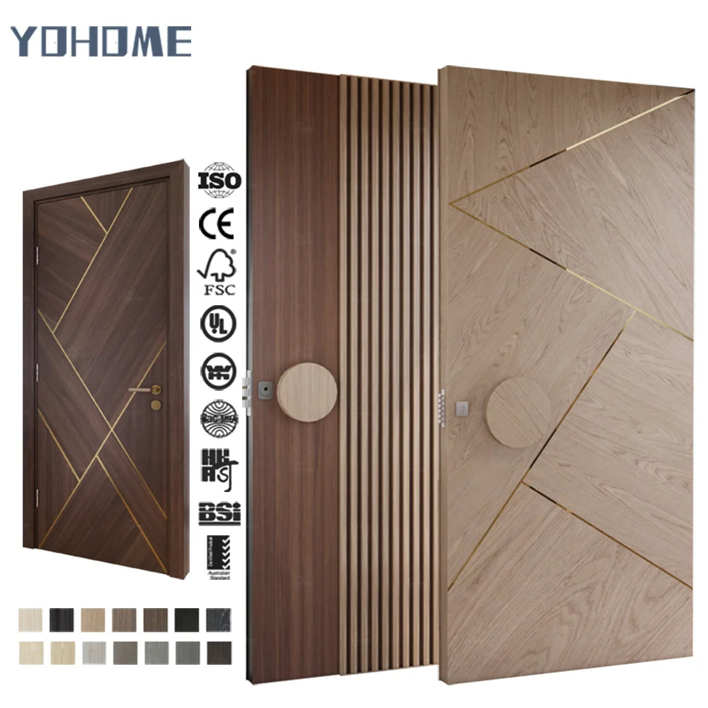 Australia Standard Modern Design Elegant Premium Quality Soundproof Solid Wood Exterior Door Wood Vertical Timber Slat Doors