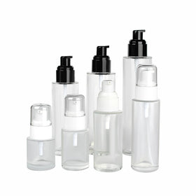 Skin Care Toner 30ml 50ml 60ml 100ml 120ml Frosted clear Glass Bottle with Plastic Lotion Pump
