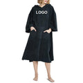 Wholesale Custom Coral Fleece Quick Drying Beach Surf Swim Changing Bathrobe Wearable Hooded Towel