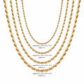 Hip Hop Women Men Fashion Jewelry Simple Twisted Stainless Steel Gold Rope Chain Necklace