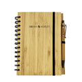 Custom Logo Eco-Friendly Bamboo Cover A5 Spiral Notebook 60 Sheet Kraft Paper Inner Pages with Pen a Convenient Stylish Diary