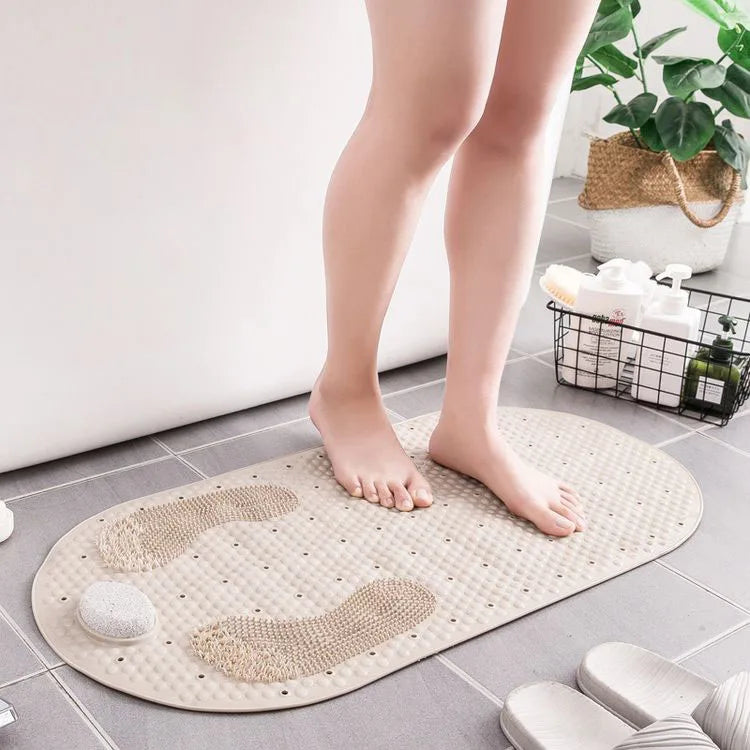 Multifunctional Rubbing Stone Shower Mat Foot Massage Non-Slip Bath Mat with Suction Cup Durable Comfortable Bathroom Floor Mats
