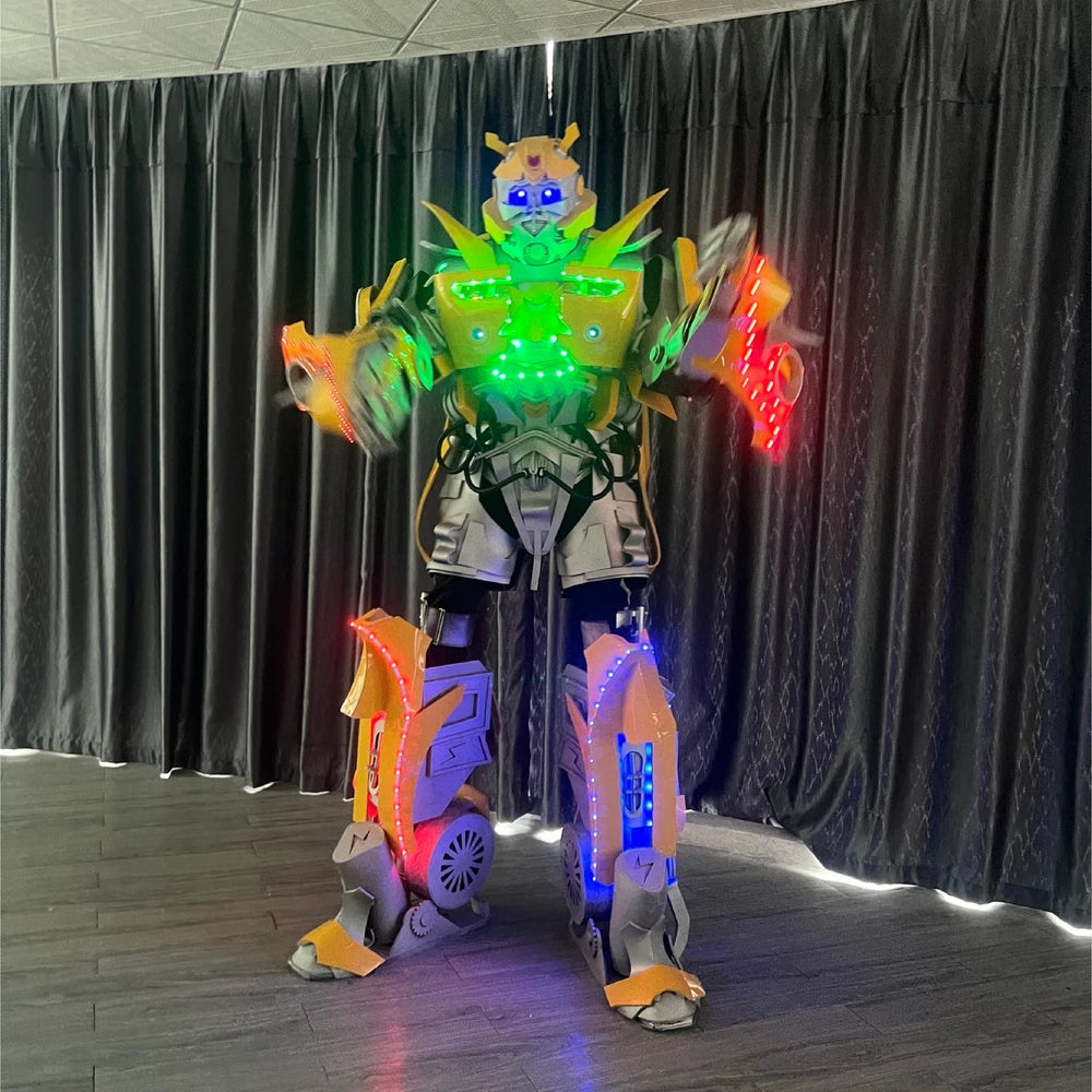 Hot Sale Led Light Adult Robot Costumes Advertising Company Lease 2.7M Tall Stilt Legs Dance Performance Costume With Microphone