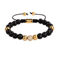 Renting Jewelry High Quality New Design Faceted Black Onyx Stone Handmade Macrame Bracelet for Women JBS10712