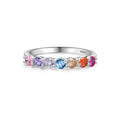 Summer Colorful Cubic Zircon Crystal 925 Sterling Silver Engagement Rings for Women Wedding Party Jewelry Accessories