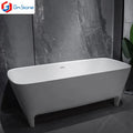 GM New Design Modern Indoor Freestanding Japanese Soaking Bathtub 3-Year Bathroom Solid Surface Bathtub Drainer Artificial Stone