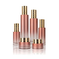 Luxury Cosmetic Skincare Packaging Bottle Set Gold Cap Glass Toner Bottle Moisturize Cream Jar Custom Glass Lotion Bottle