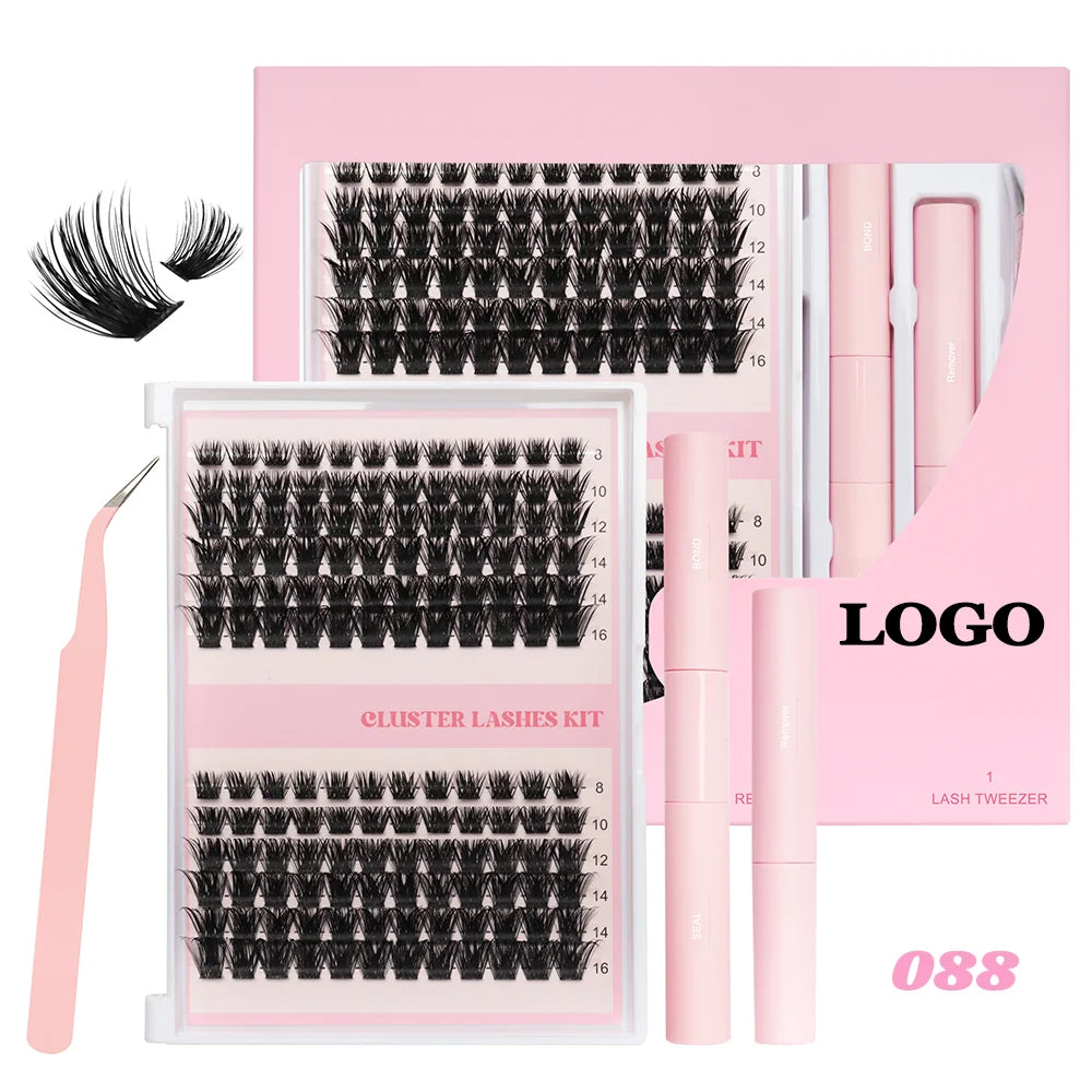 Wholesale Customization Diy Cluster Lashes Private Label C D Curl Segment Pre-Cut Extension Kit DIY Lash Clusters