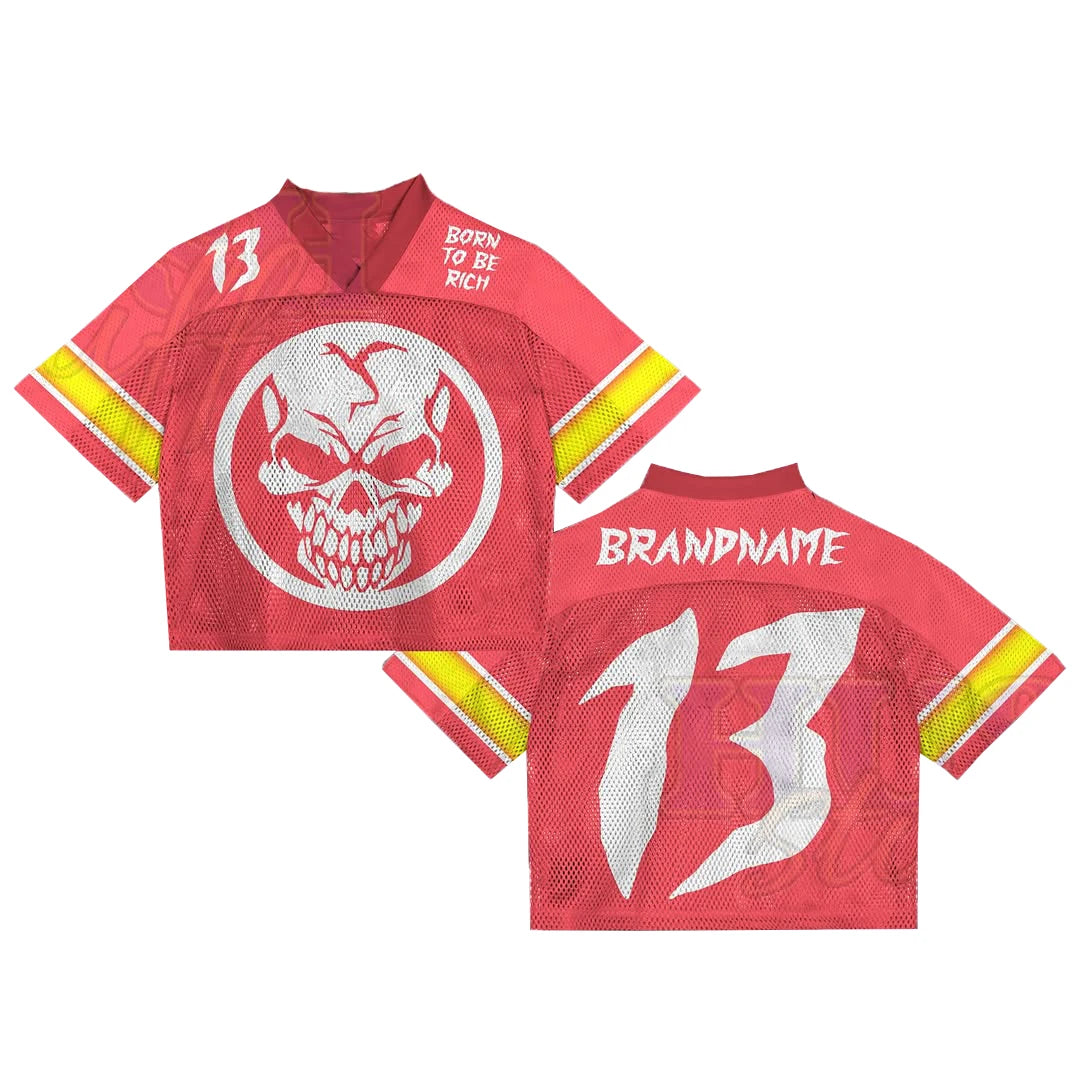 Custom Streetwear Cropped Graphic Oversized T-shirt Mesh Boxy American Football Jersey
