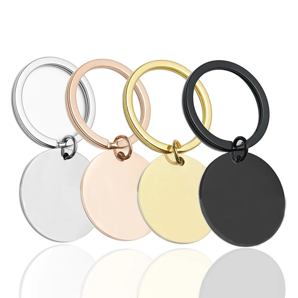 Personality Custom Engraved Zinc Alloy Stainless Steel Keychain Cartoon Style DIY Engraving Name Date Custom Gift Key Pendant