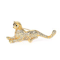 18K Gold Plated Leopard Shape Luxury Women's Brooch with Rhinestone and Crystal for Wedding Party or Gift Use on Bag