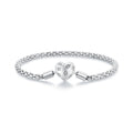 925 Sterling Silver Heart Star Basic Bangle Bracelet for DIY Charm Beads Snake Chain Shiny CZ Link Jewelry Wholesale BSB135