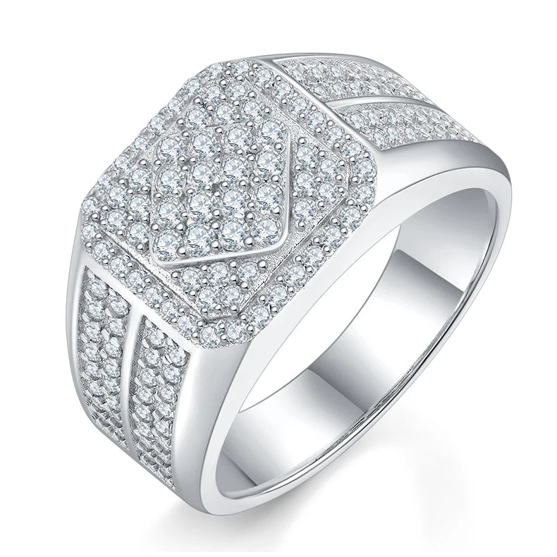 Competitive Pricing Hiphop Men Rings in Sliver Wholesale Luxury Jewelry Factory Diamond Moissanite Ring Men Rings