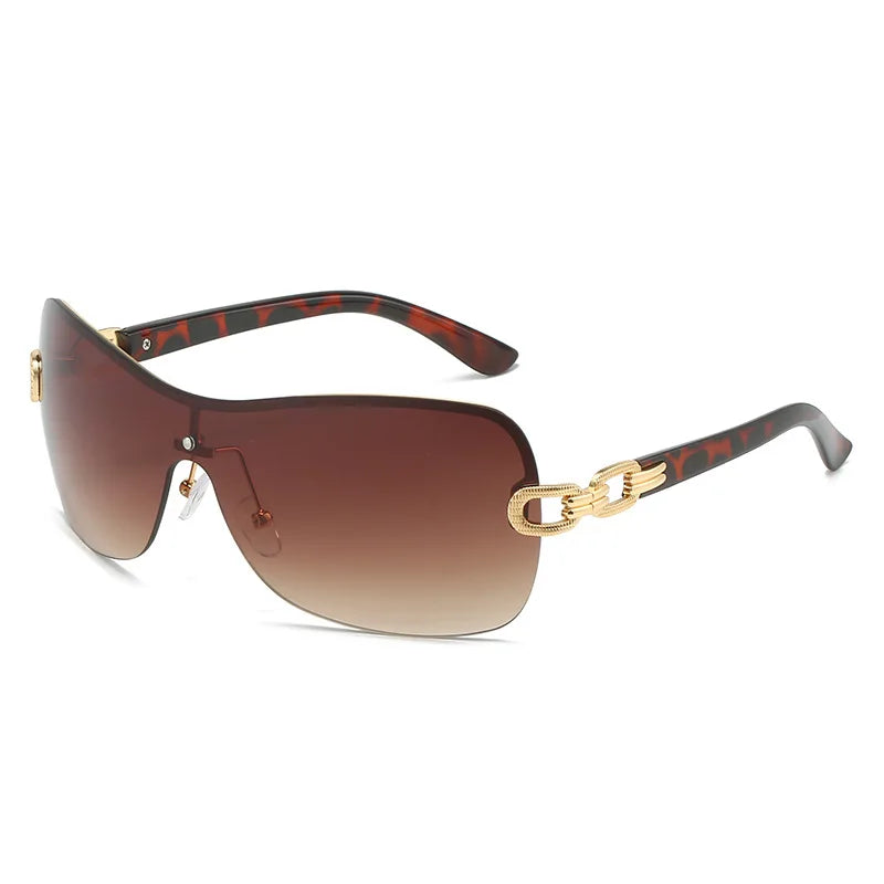New Fashion Vintage One Piece Sunglasses Driving Sports Rimless Sunglasses Women Gafas De Sol