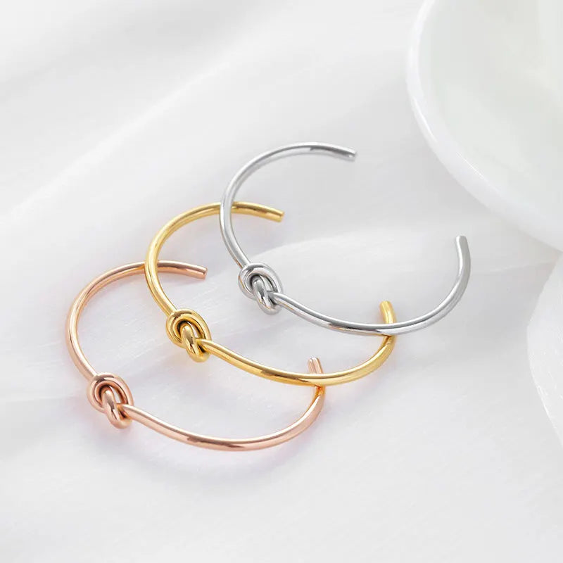 Fashionable Stainless Steel Bracelet 18K Gold Plated Open Cuff Color-Fast Women's Trendy Accessory