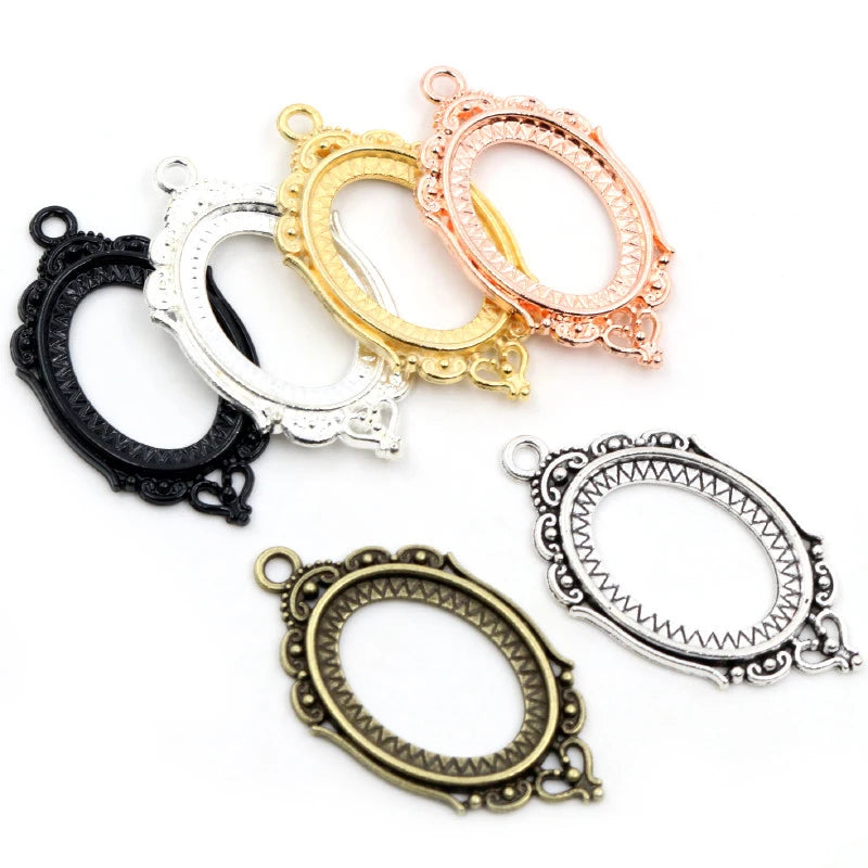 18x25mm Inner Size Multi-Colors Hollowing Vintage Cameo Base Setting Pendant Blank Trays DIY Necklace Findings