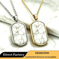 Custom Men's 316L Surgical Stainless Steel Natural Howlite Dog Pendant Necklace Unisex Healing Crystal OEM ODM Factory Wholesale