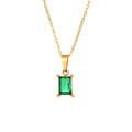 18K Gold Plated Stainless Steel Necklace Colorful Square Zircon Pendant Engagement Anniversary Wedding Party Gift Fashionable
