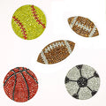 New Design Football Basketball Baseball Rugby Rhinestone Iron-on Applique Patches (Nonwoven Felt Handmade) for Clothing Bags
