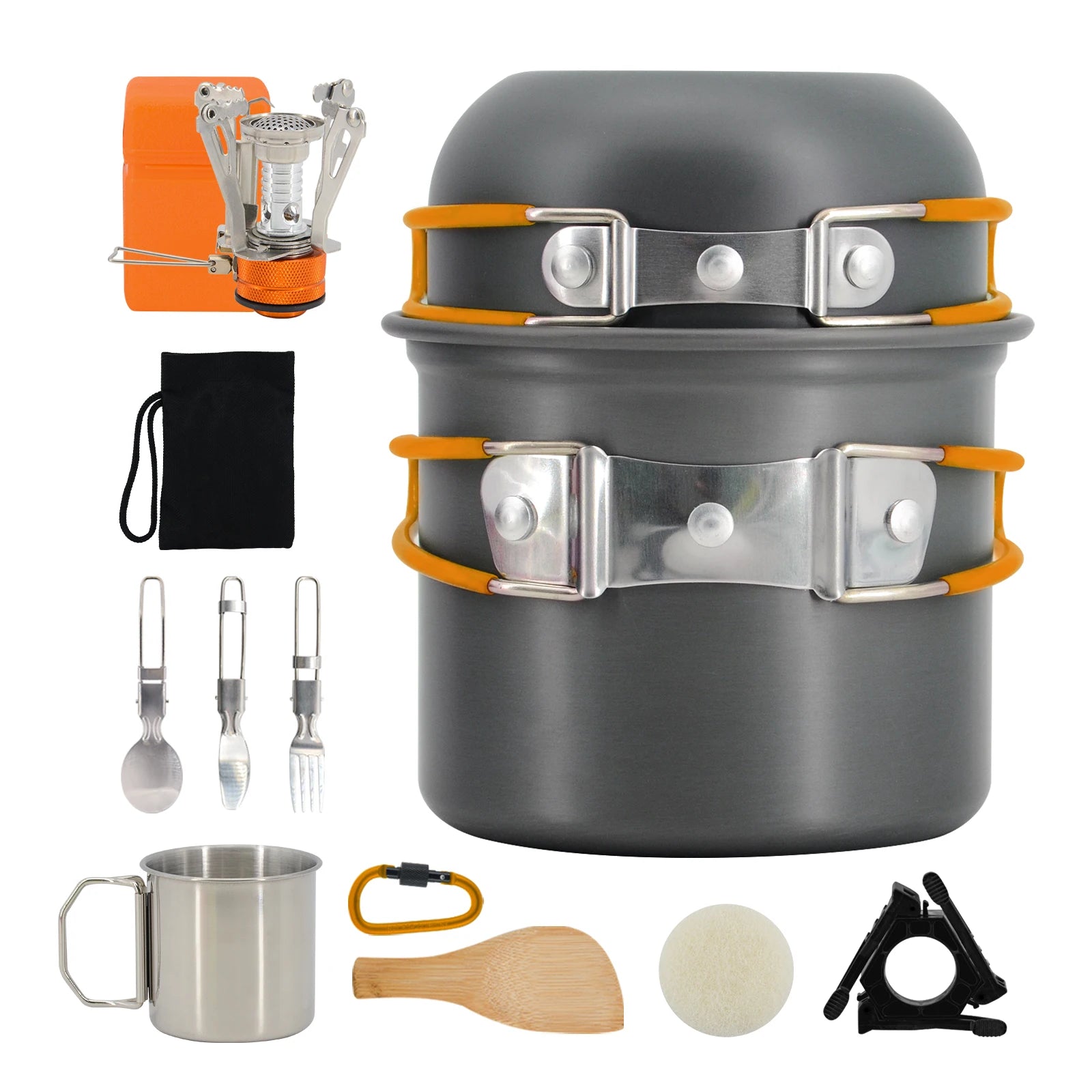 Factory Direct Sale Single Person Camping Cookware Set Outdoor Hard Anodized Aluminum Pot Set DS101