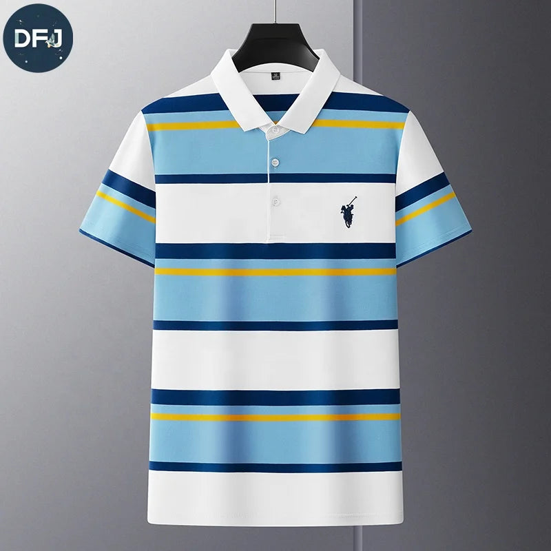 2025 Summer XL Velour Cotton Blend Casual Anti-Wrinkle Anti-Pilling High Knitted Solid Stripes Short Sleeve Short Length