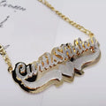 Qiuhan OEM Collier Acier Inoxydable Bijoux Stainless Steel Corroded Double Layer Custom Two Color Name Necklace