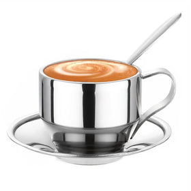 New Style Multi - Function Stainless Steel Coffee Cup Set Metal Cafe Household Mug Double Wall Insulation Coffee Set