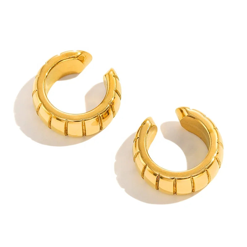 MICCI 18K Gold Plated Vintage Stainless Steel Anti Tarnish Statement Summer Mini Cuff Earrings for Women