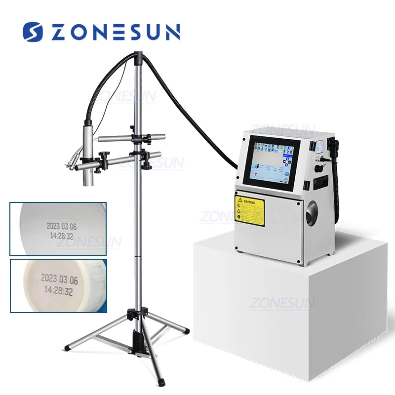 ZONESUN Glass Metal Steel Plastic PVC Carton Batch Number Logo Mark Can Date Coding Inkjet Printer Digital Code Printing Machine