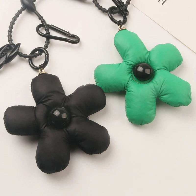 Fabric Flower Bag Charm Keychain Couples Cute Stuffed Bag Pendant Car Keys Keyring Lanyard Handbag Ornaments Accessories Gift