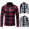 S-2XL New Men's Winter Wear Checkered Casual Standing Neck Pullover Sweater Men's European Size Fashion Knit Underlay