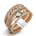 Boho Multilayer Bracelet Braided Zircon Natural Crystal Accessories Leather Diamond Bracelet Charm for Wome 2022