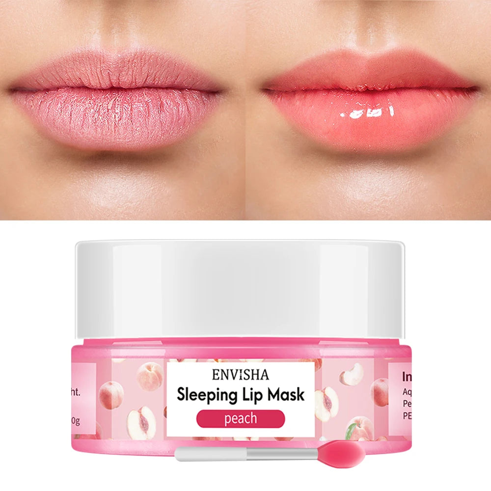Natural Vegan Peach Overnight Lip Sleep Mask Lip Moisturizer and Conditioner for Dry Lips