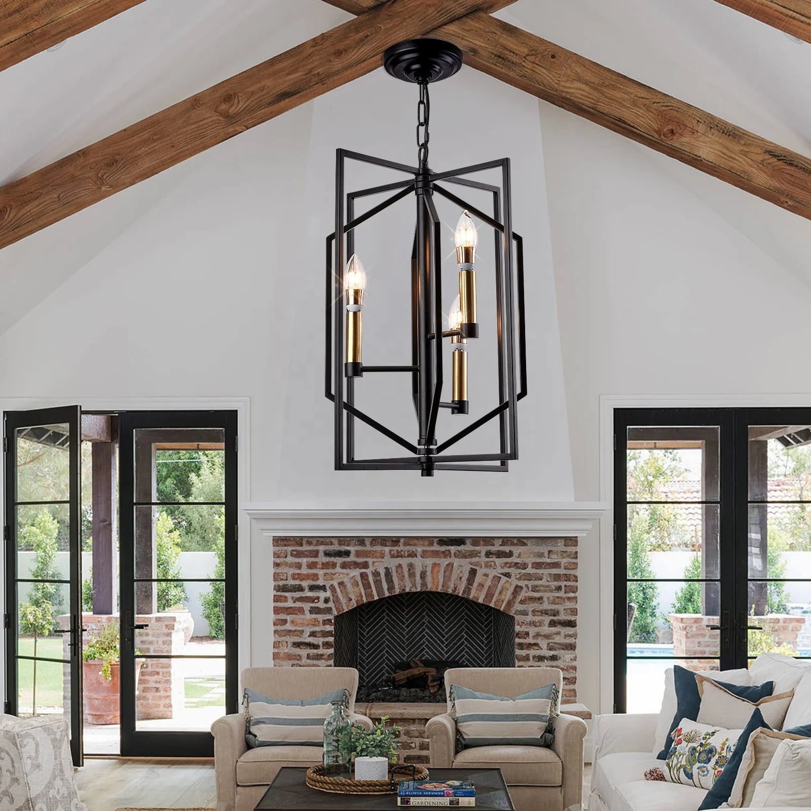 Black E12 3 Heads Rustic Bedroom Dining Room Pendant Light for Kitchen